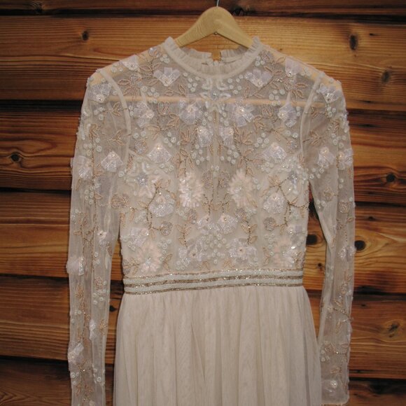 MAC DUGGAL 9132 Womens Embellished Illusion High Neck Long Sleeve Gown Dress - Picture 6 of 12